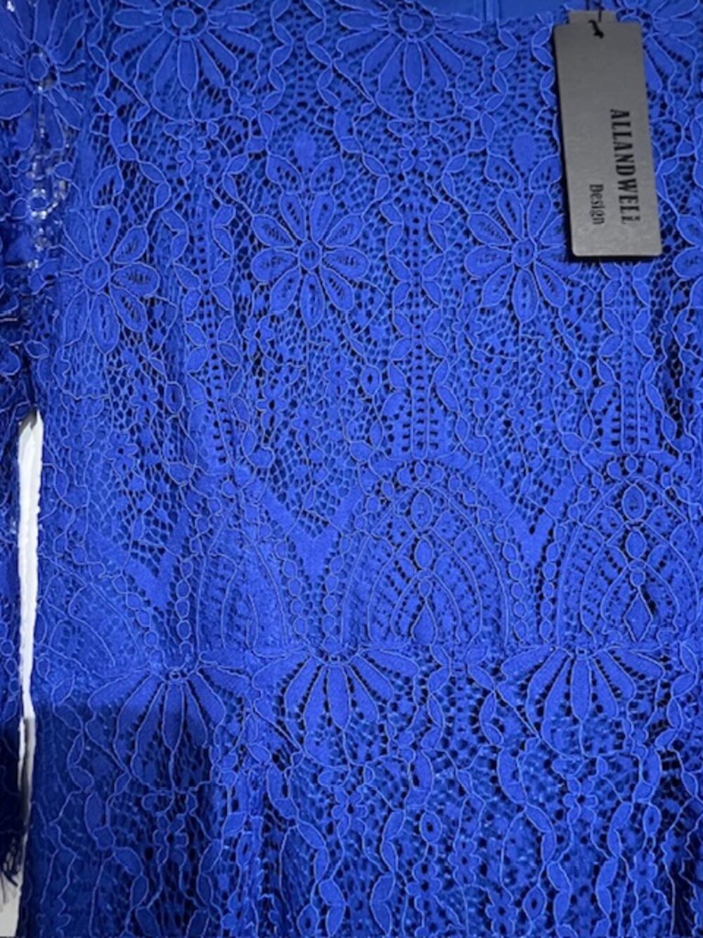 ALLANDWELL Womens Floral Lace Knee-Length Bodycon Party Dress Royal Blue Large - Picture 4 of 10